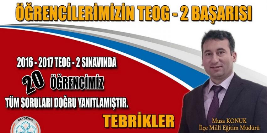 Beyşehir'de TEOG-2'de 20 Öğrenciden Tam Puan