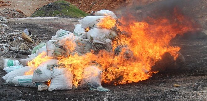 20 Km Ağ Yakılarak İmha Edildi