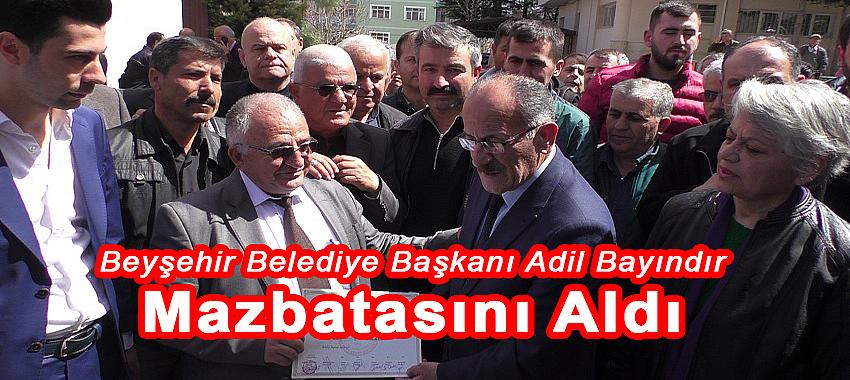 Beyşehir Belediye Başkanı Bayındır Mazbatasını Aldı