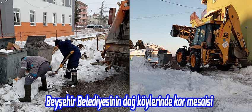 Beyşehir Belediyesinin dağ köylerinde kar mesaisi