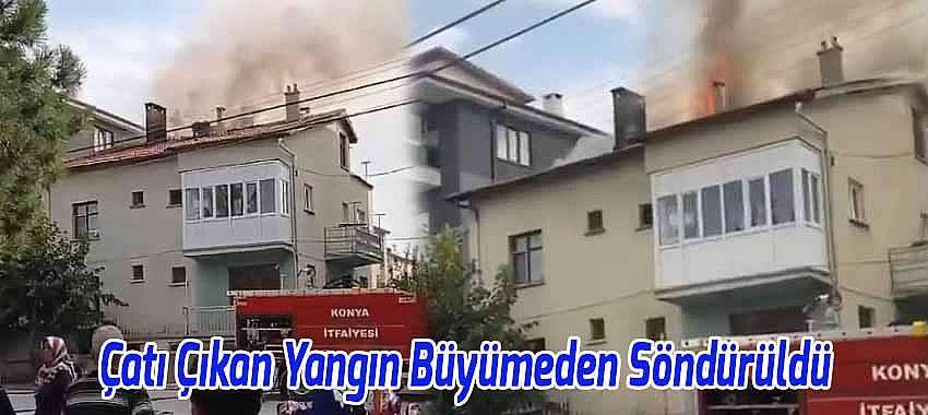 Beyşehir'de Müstakil Evin Çatısında Çıkan Yangın Büyümeden Söndürüldü
