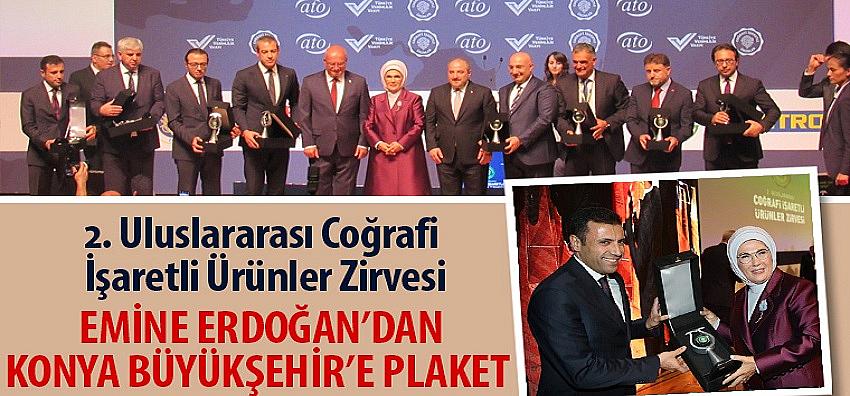 Emine Erdoğan’dan Konya Büyükşehir’e Plaket