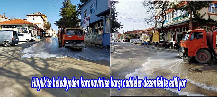 Hüyük’te belediyeden koronavirüse karşı dezenfekte çalışmaları