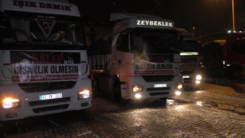 Beyşehir’den Halep'e Giden Yardım Tırları Dualarla Uğurlandı