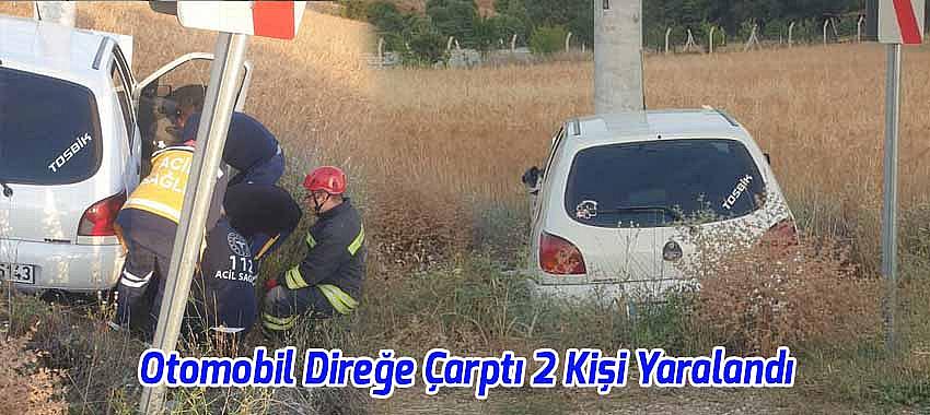 Beyşehir’de Otomobil Direğe Çarptı 2 Kişi Yaralandı