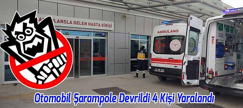 Otomobil Şarampole Devrildi 4 Kişi Yaralandı