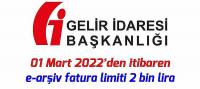 1 Marttan itibaren e-arşiv fatura limiti 2 bin liraya indi