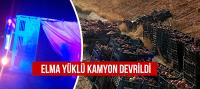 Elma yüklü kamyon devrildi