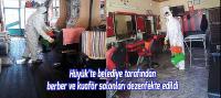 Hüyük’te belediye tarafından berber ve kuaför salonları dezenfekte edildi
