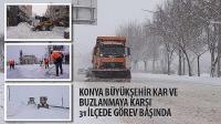 Konya Büyükşehir Kar ve Buzlanmaya Karşı 31 İlçede Görev Başında