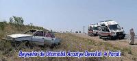 Beyşehir’de Otomobil Araziye Devrildi: 4 Yaralı