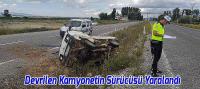 Devrilen Kamyonetin Sürücüsü Yaralandı