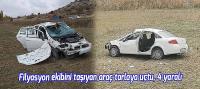 Filyasyon ekibini taşıyan araç tarlaya uçtu, 4 yaralı