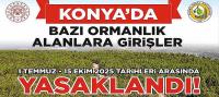 Konya Valiliği’nden Ormanlara Giriş Yasağı