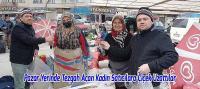 Pazar Yerinde Tezgah Açan Kadın Satıcılara Çiçek Uzattılar