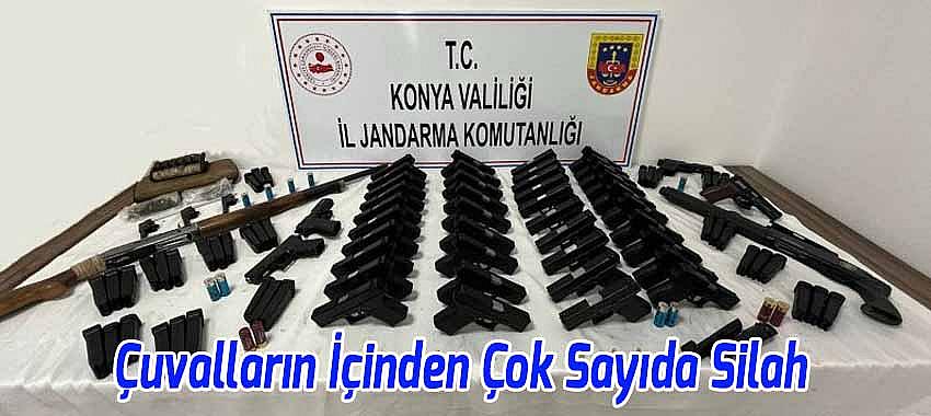 Beyşehir’de Çuvallardan Çok Sayıda Silah Çıktı