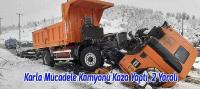 Derebucak'ta Karla Mücadele Kamyonu Kaza Yaptı, 2 Yaralı